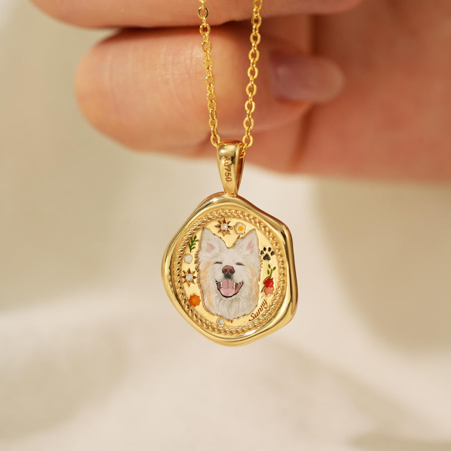 Puppy-style Minimalist Necklace with Photo Pendant for Women