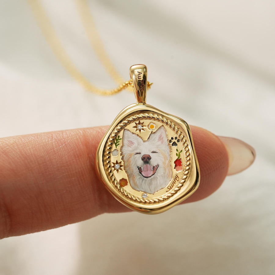 Puppy-style Minimalist Necklace with Photo Pendant for Women