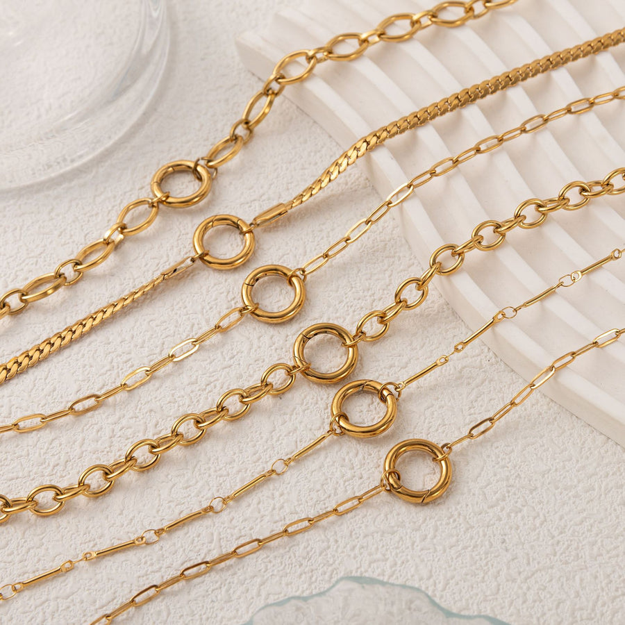 Womens Paperclip Snake Bone Basic Chain Bracelet