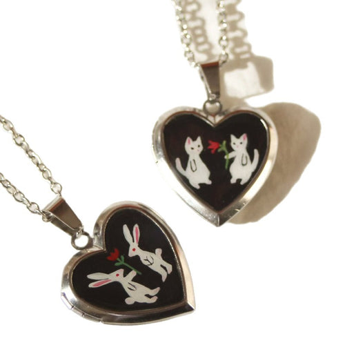 Loving-heart Hinged Oil-drop Photo Album Pendant Necklace