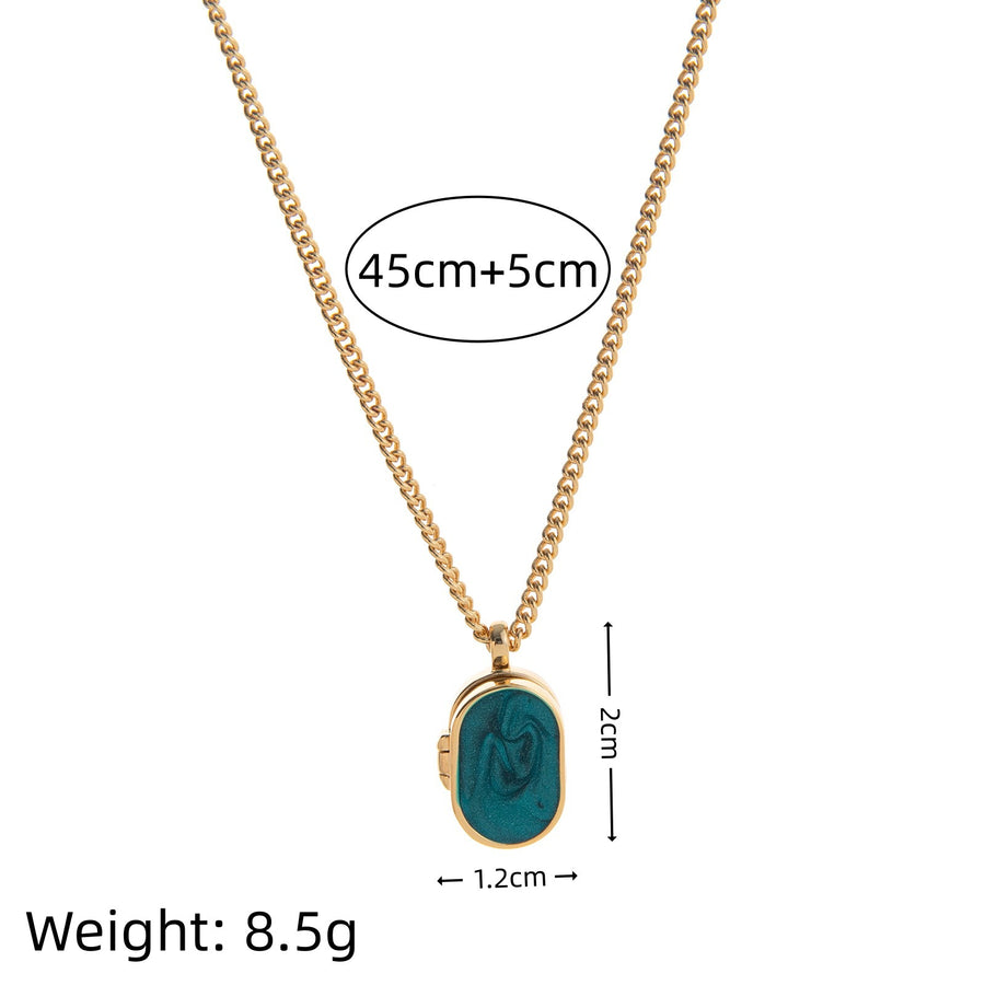 Stainless Steel Heart Square and Round Necklace for Elegance