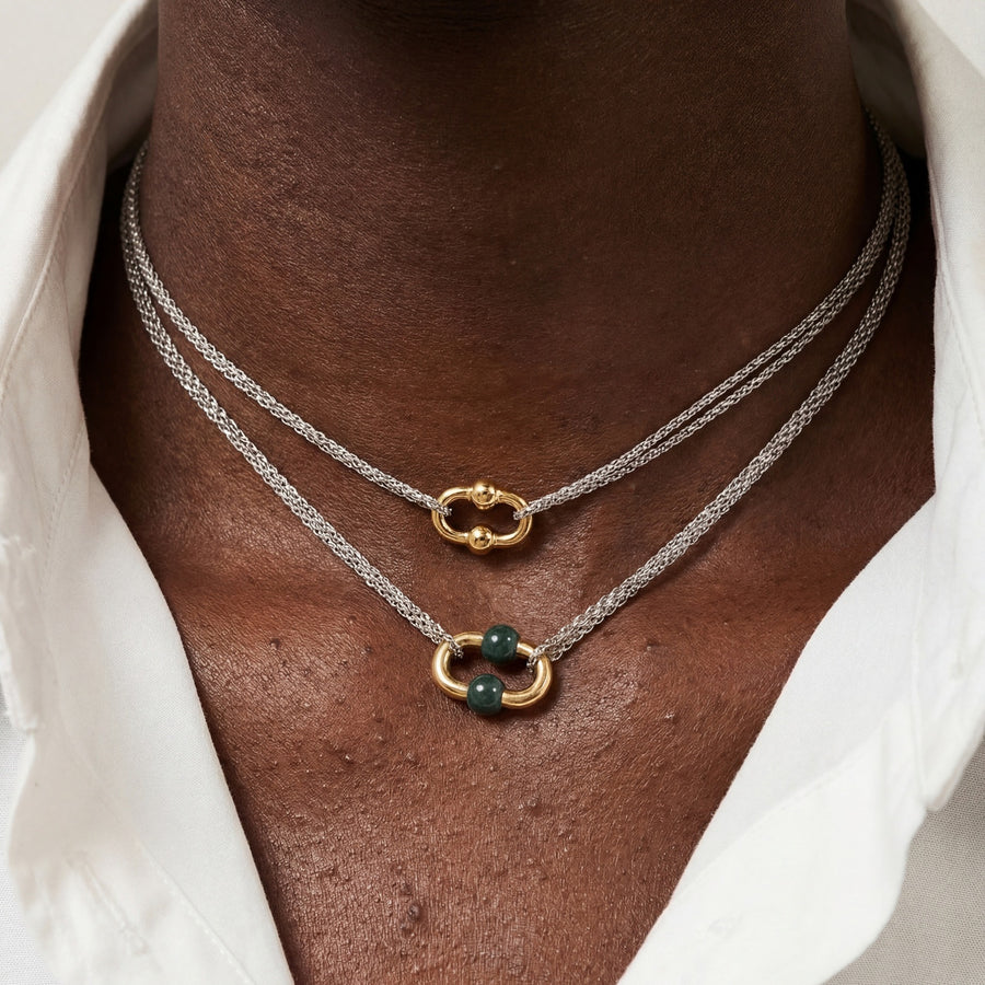 Gold and Silver Titanium Steel Necklace for Women