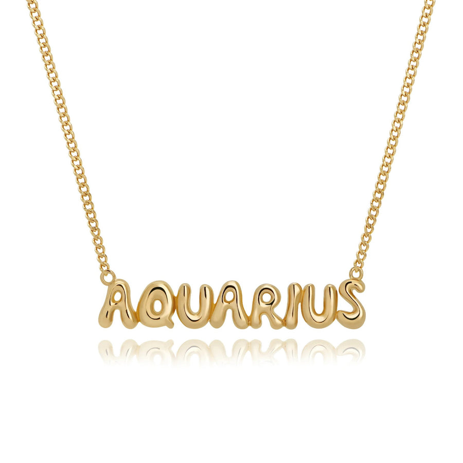 Minimalist Bubble-Effect Zodiac Sign Pendant Necklace