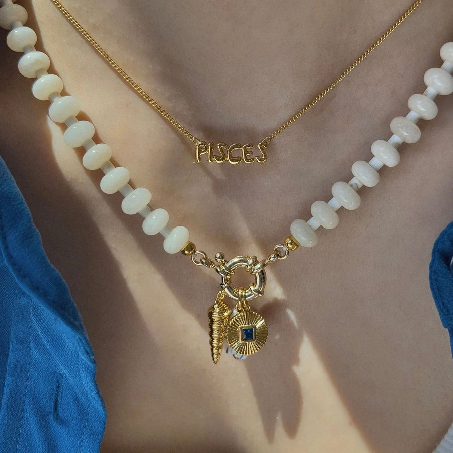 Minimalist Bubble-Effect Zodiac Sign Pendant Necklace