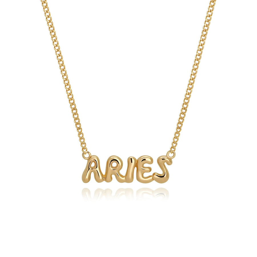 Minimalist Bubble-Effect Zodiac Sign Pendant Necklace
