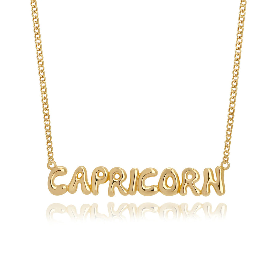 Minimalist Bubble-Effect Zodiac Sign Pendant Necklace