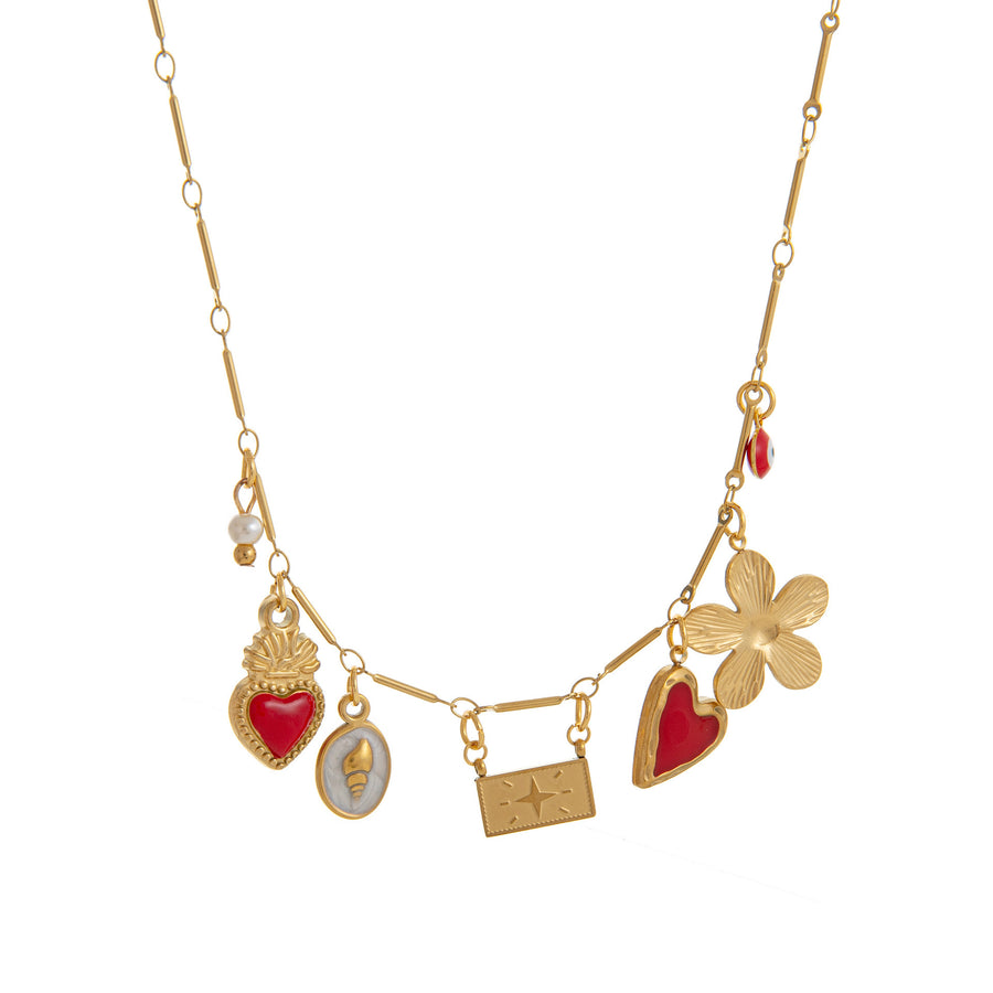 Vintage Heart-Shaped Pearl Womens Necklace for Elegant Style