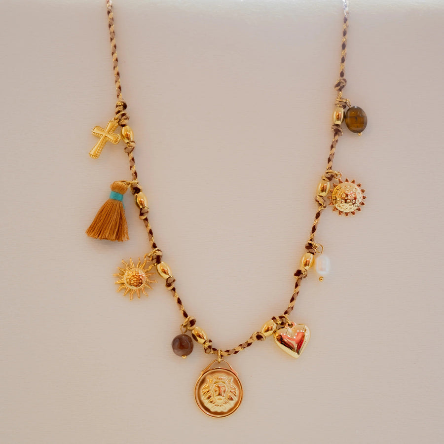 Woven Rope Stainless Steel Pendant Necklace - Stylish Accessory