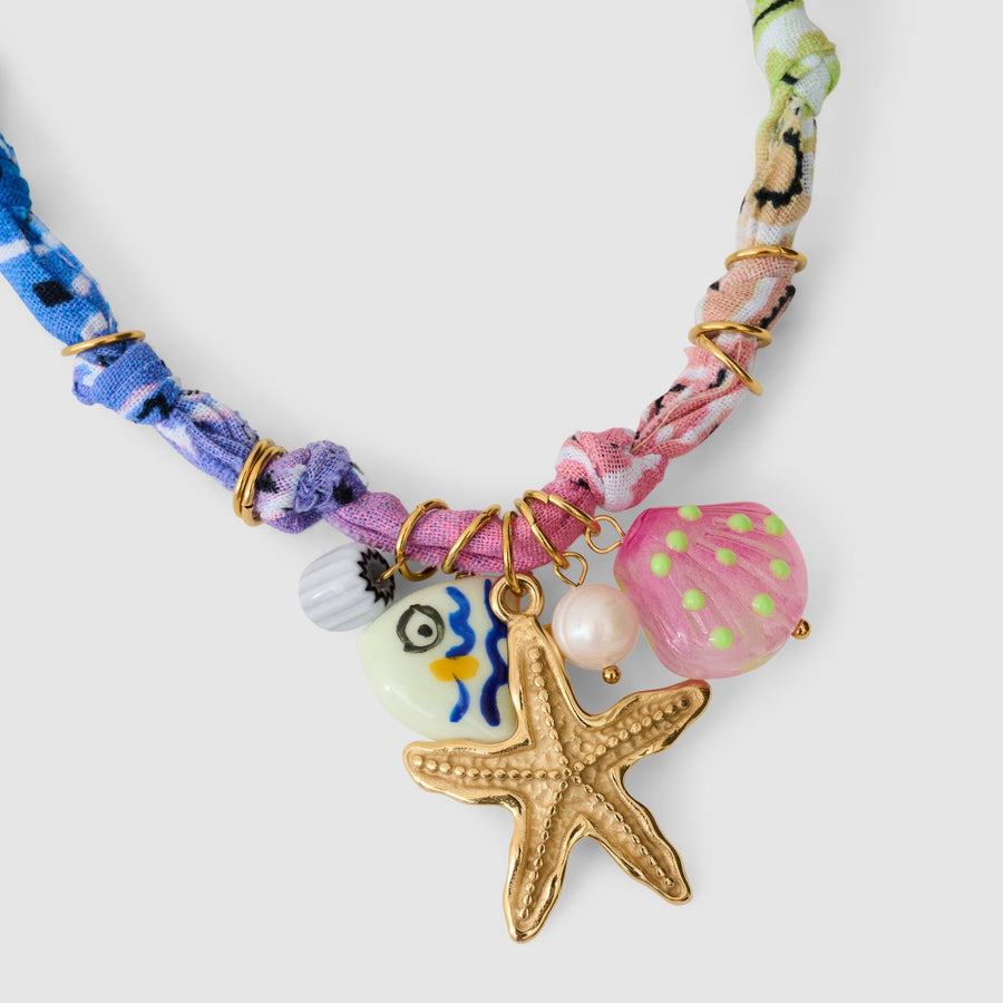 Fashionable Colorful Rope Sea Star Shell Necklace