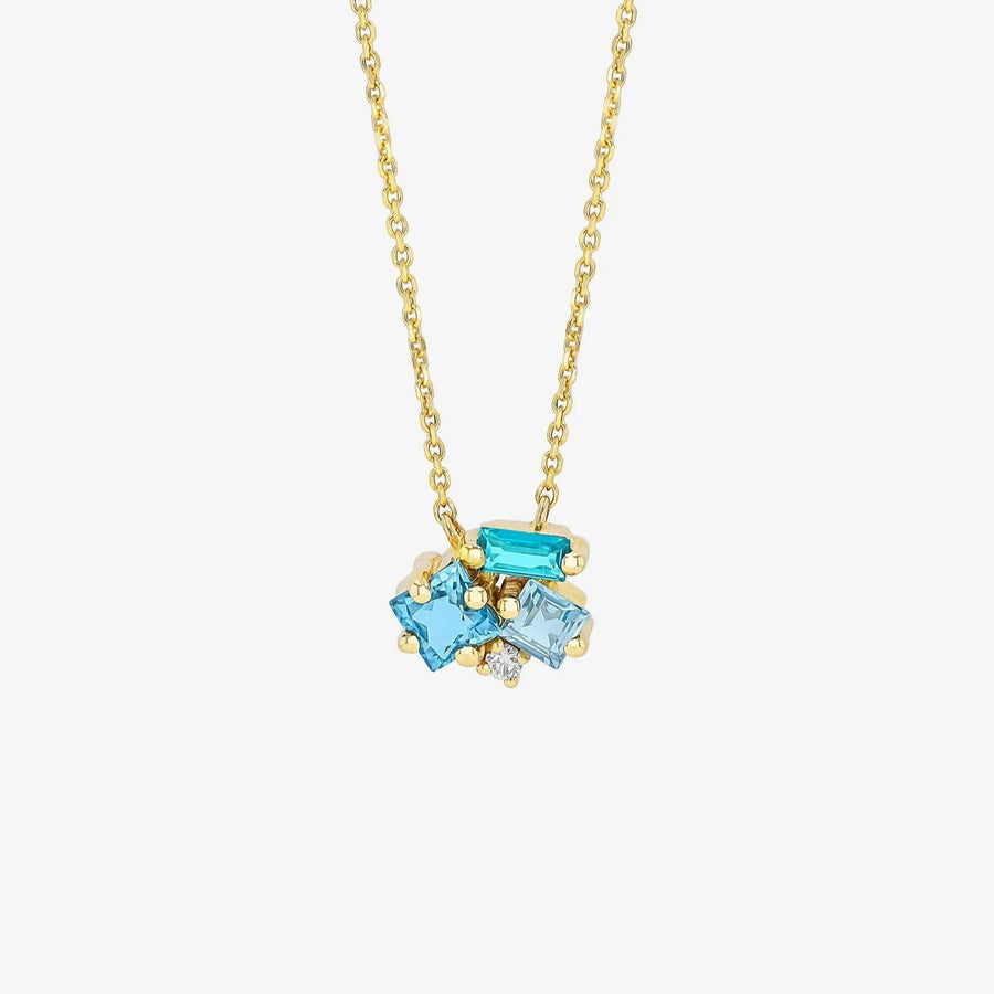 Blue Diamond Geometric Paved Gold Multi-Shape Necklace