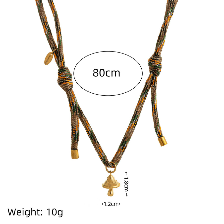Stainless Steel Gold Mushroom Lucky Charm Necklace