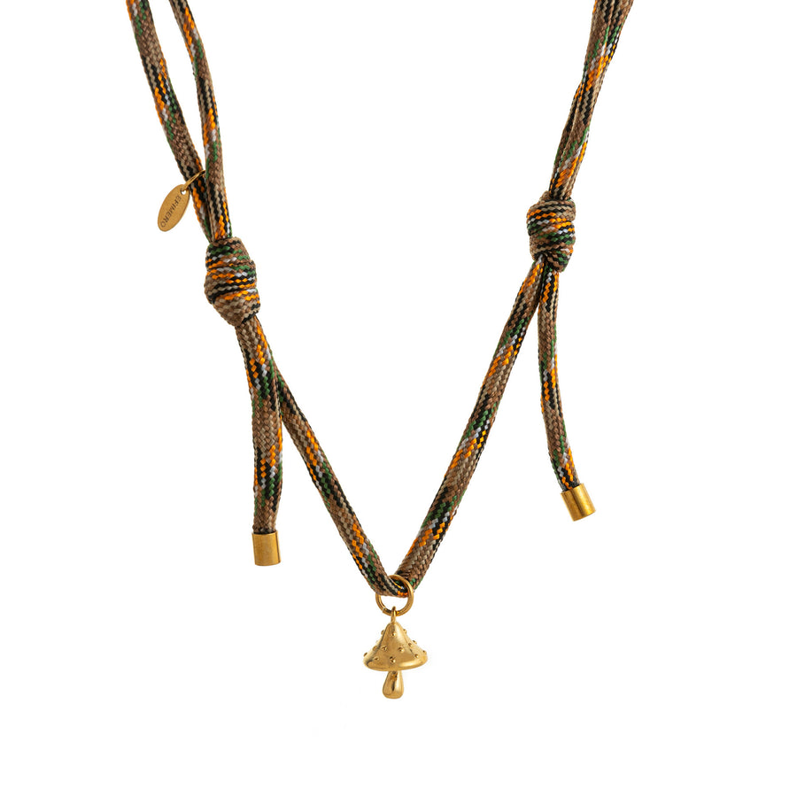 Stainless Steel Gold Mushroom Lucky Charm Necklace