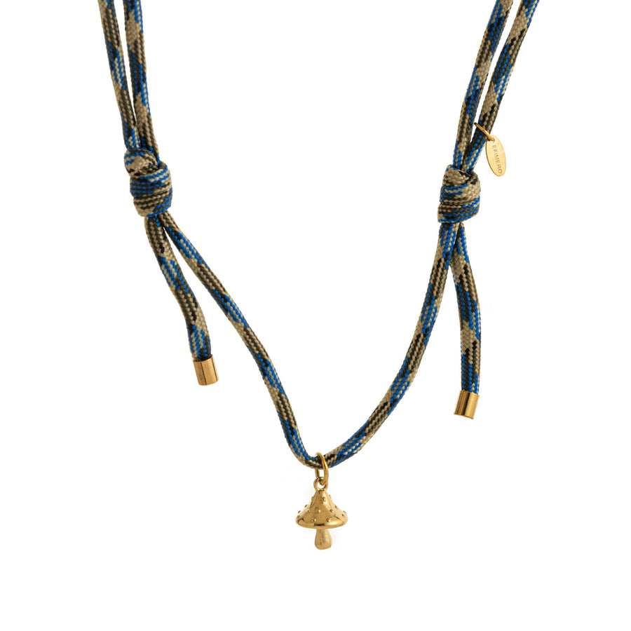 Stainless Steel Gold Mushroom Lucky Charm Necklace