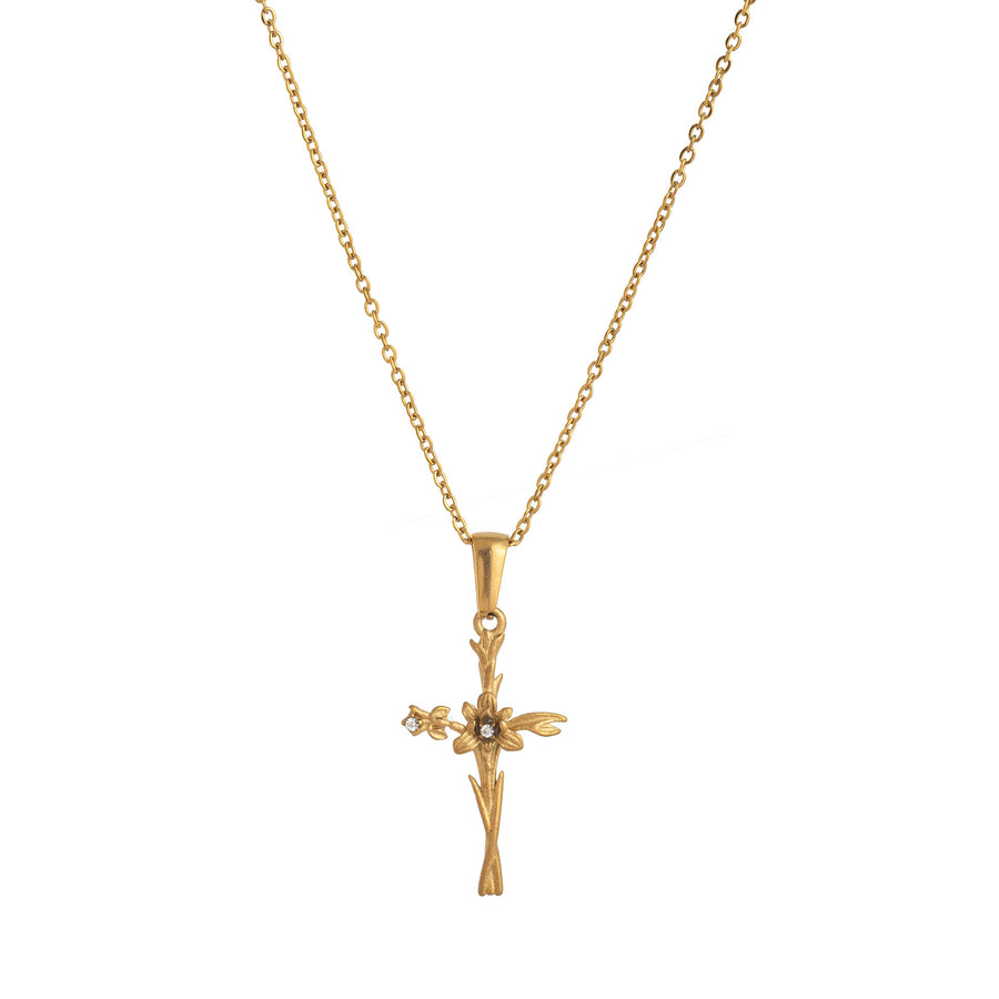 Retro Classic December Titanium Steel Flower Necklace for Women