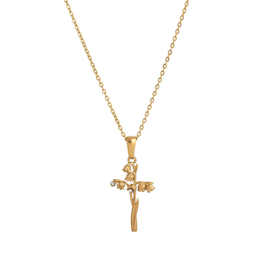 Retro Classic December Titanium Steel Flower Necklace for Women