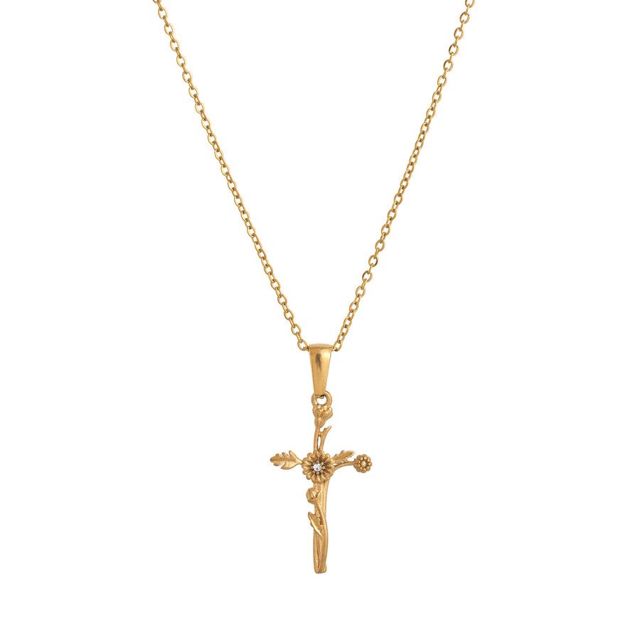 Retro Classic December Titanium Steel Flower Necklace for Women