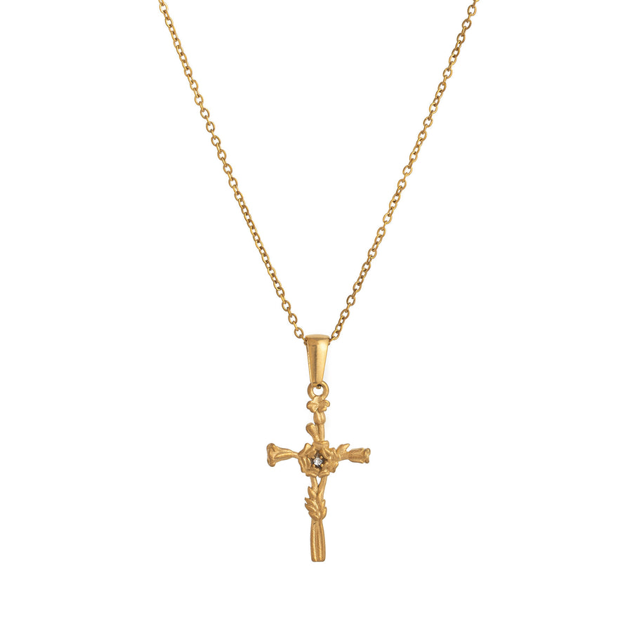 Retro Classic December Titanium Steel Flower Necklace for Women