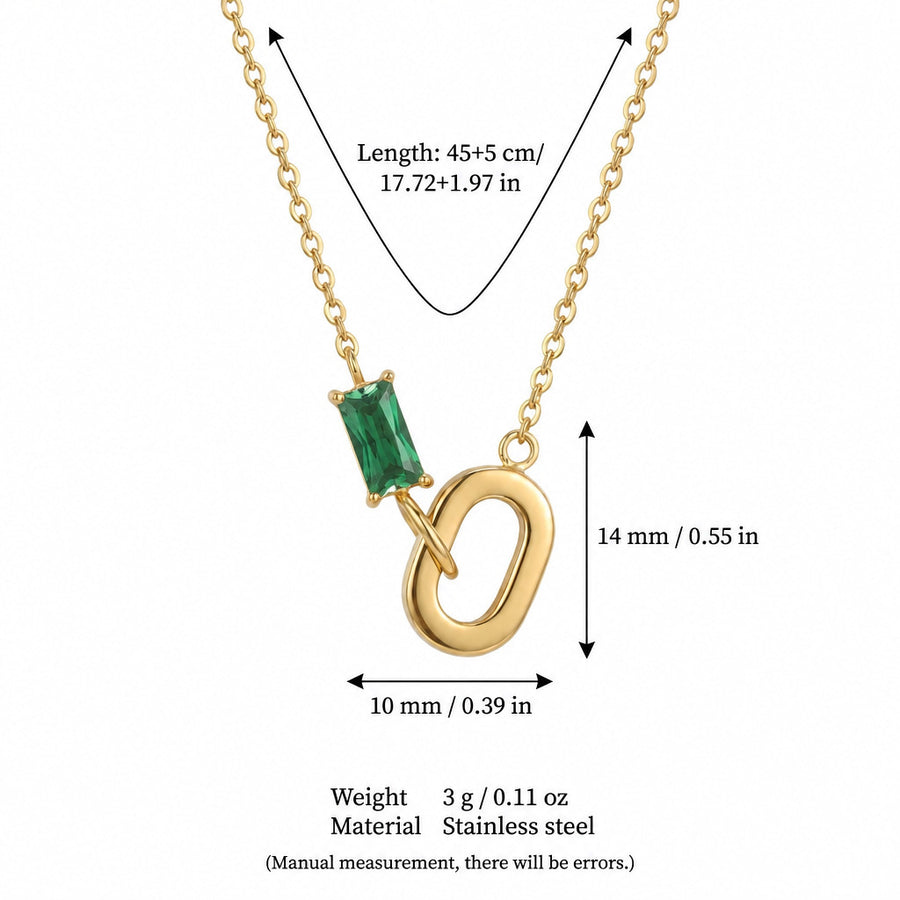 Womens Stainless Steel Emerald Pendant Necklace - Elegant Jewelry