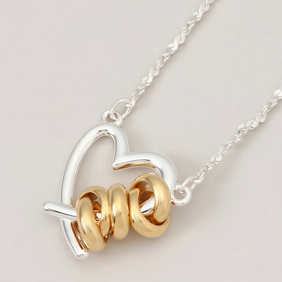 Gold And Silver Contrast Heart-Wrapped Necklace