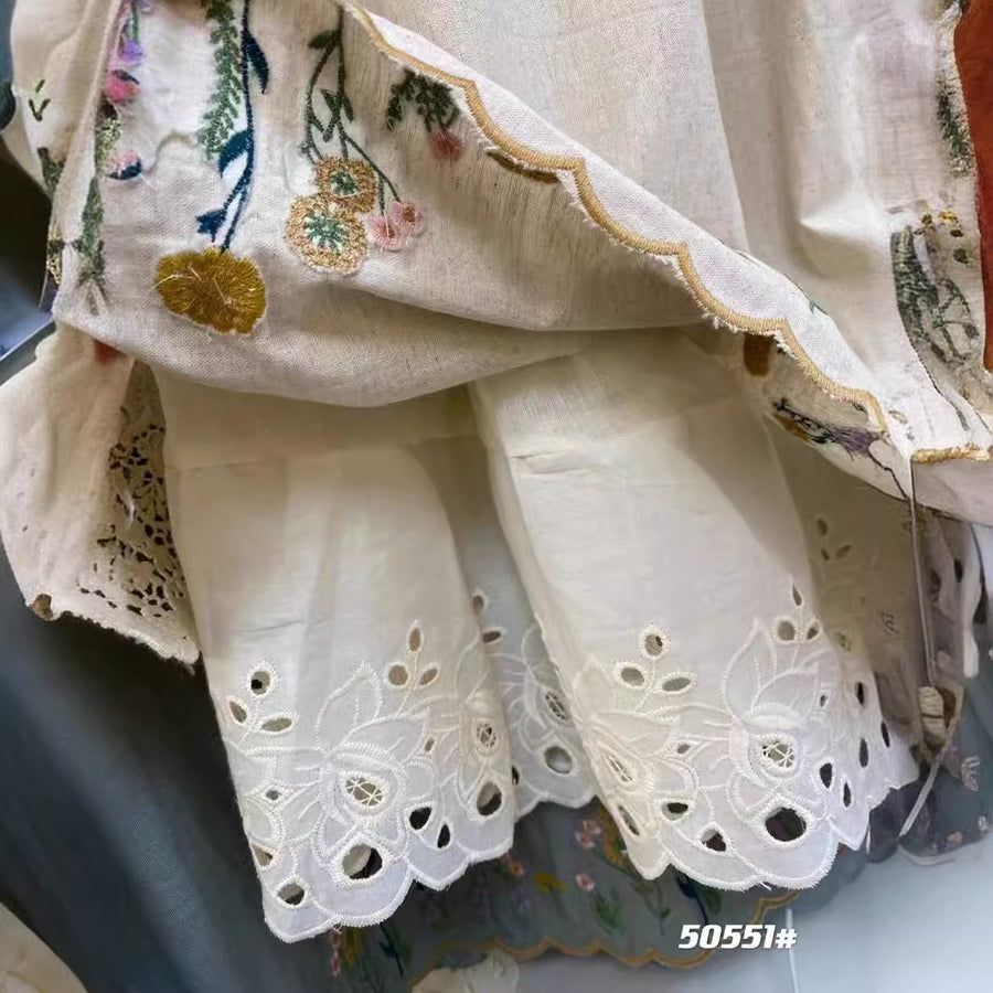 Japanese-style Forest-inspired Vintage Elastic-waist Skirt