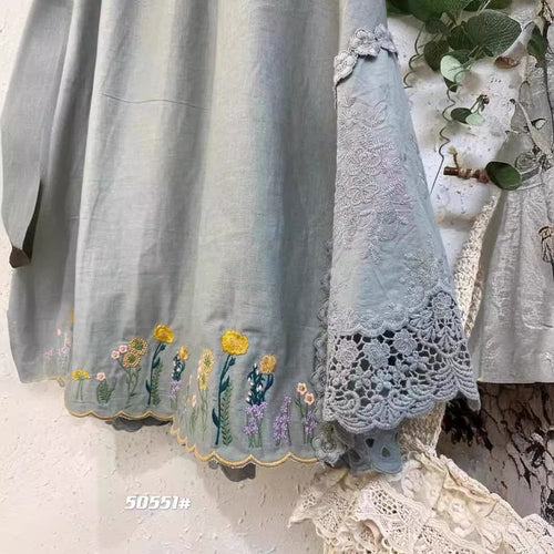 Japanese-style Forest-inspired Vintage Elastic-waist Skirt