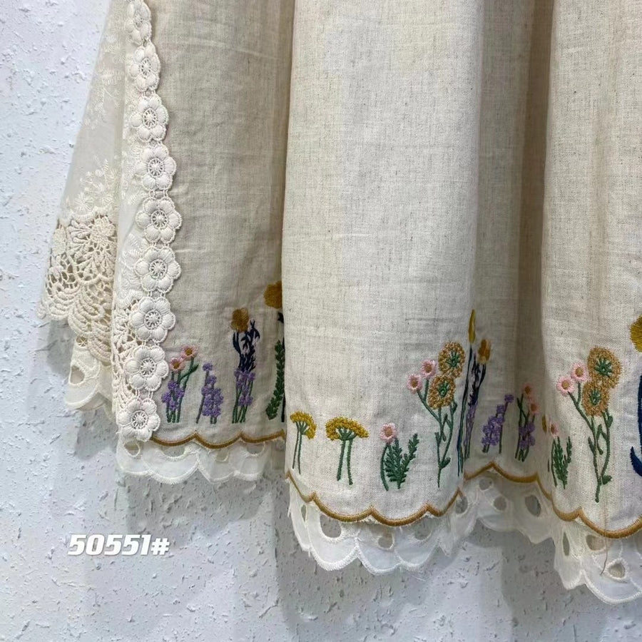 Japanese-style Forest-inspired Vintage Elastic-waist Skirt