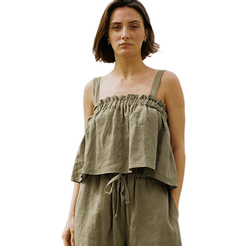 Stylish Ramie-Cotton Tube-Top Camisole for Women