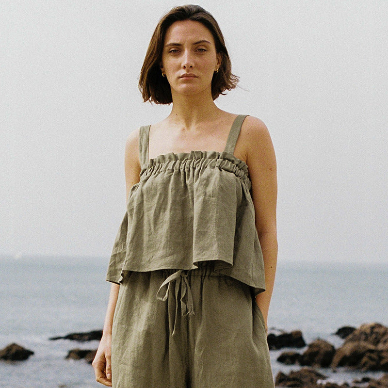 Stylish Ramie-Cotton Tube-Top Camisole for Women