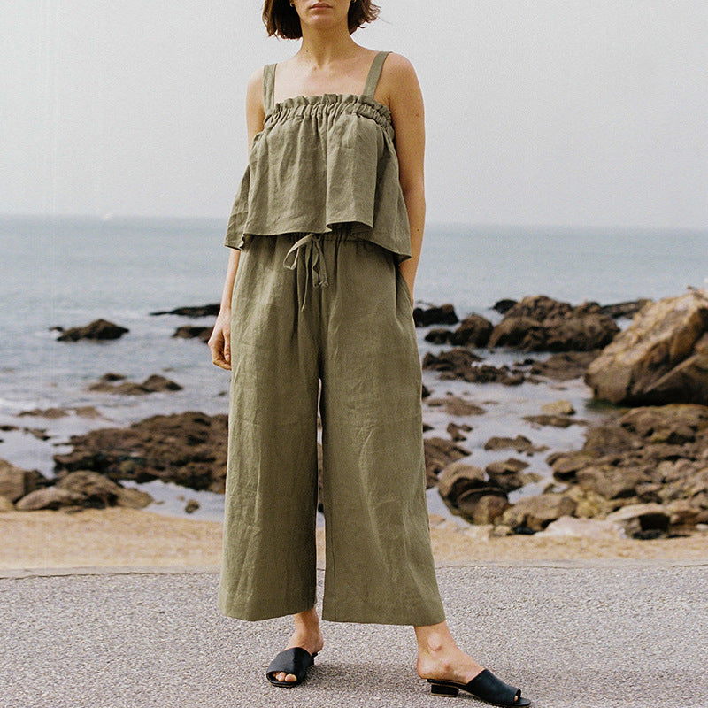Stylish Ramie-Cotton Tube-Top Camisole for Women