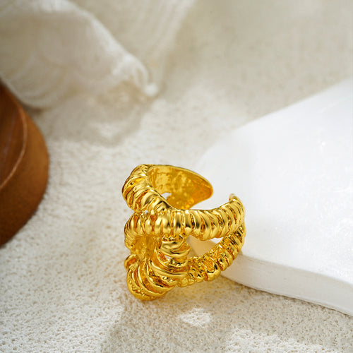 18K Gold Vintage Geometric Statement Ring - Unique Style