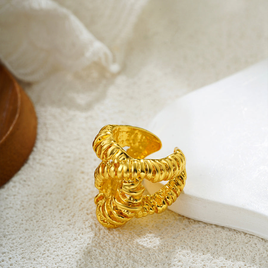 18K Gold Vintage Geometric Statement Ring - Unique Style