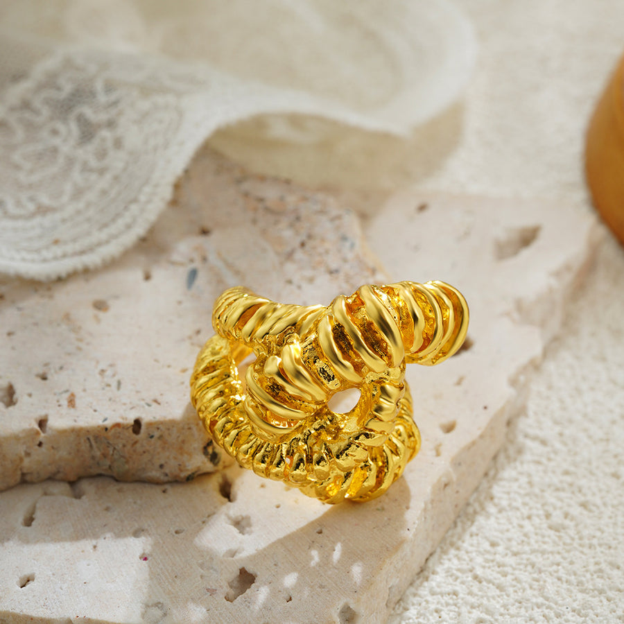 18K Gold Vintage Geometric Statement Ring - Unique Style