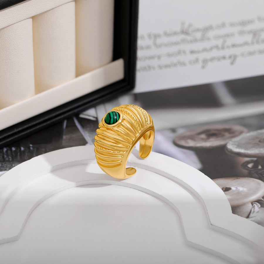 18K Gold Malachite Ring for Women - Elegant & Unique