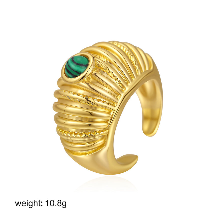18K Gold Malachite Ring for Women - Elegant & Unique