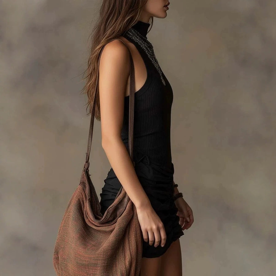 Womens Sleeveless Slim-Fit Black Gothic Vest Dress
