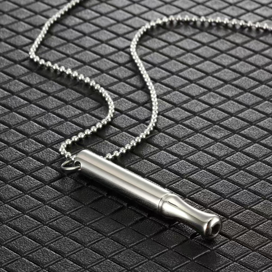Stainless Steel Whistle Pendant Necklace in Gold