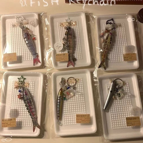Fish Keychain Plastic Fishhook Keyring for Backpack