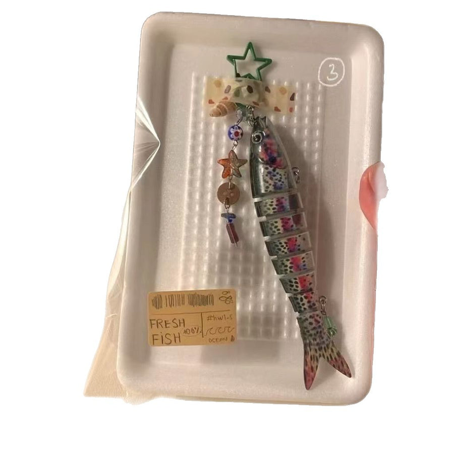 Fish Keychain Plastic Fishhook Keyring for Backpack