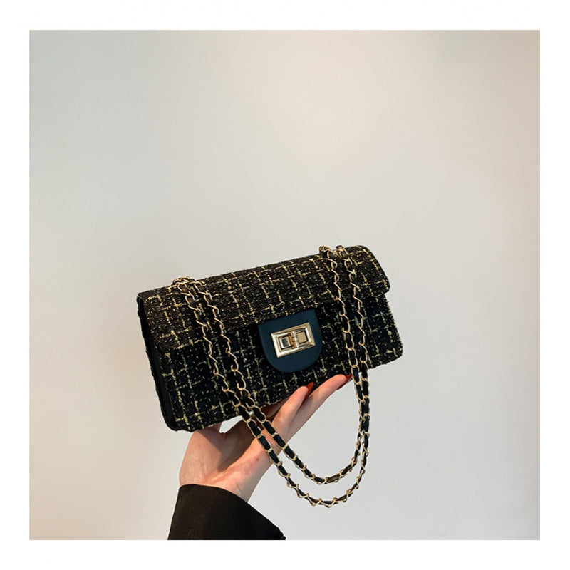 Womens Checkerboard-pattern Shoulder Bag with Chain Strap