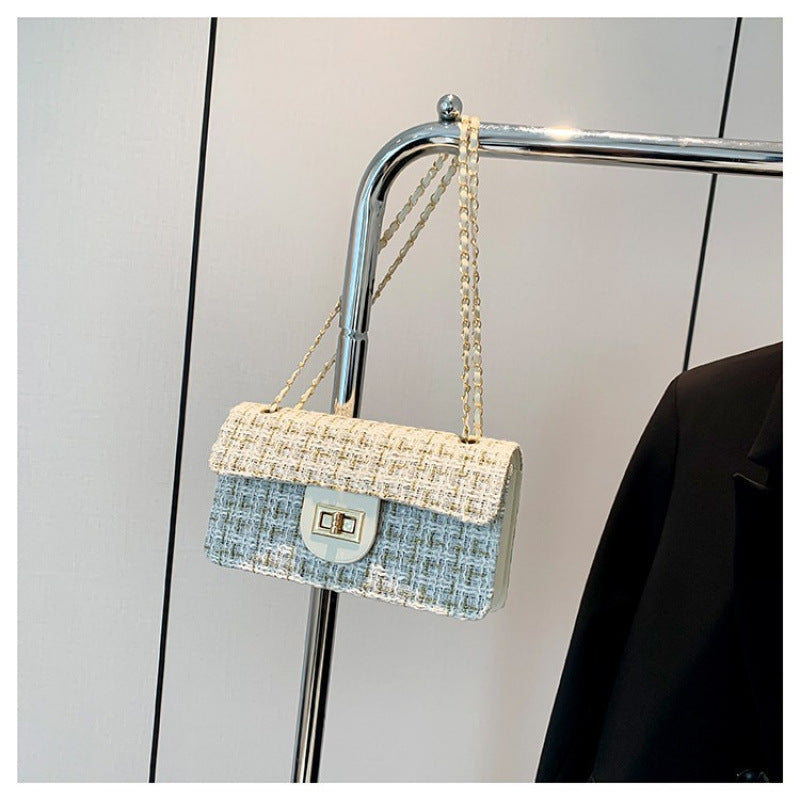 Womens Checkerboard-pattern Shoulder Bag with Chain Strap