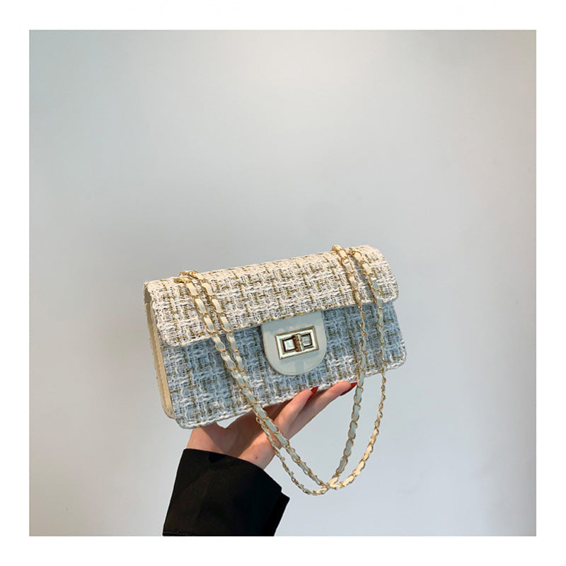 Womens Checkerboard-pattern Shoulder Bag with Chain Strap