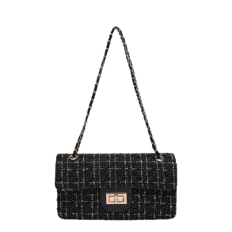 Womens Checkerboard-pattern Shoulder Bag with Chain Strap