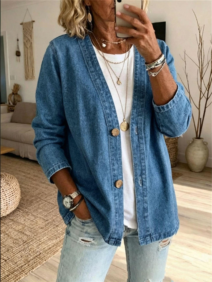 Womens Casual Denim Cardigan Jacket for Effortless Style