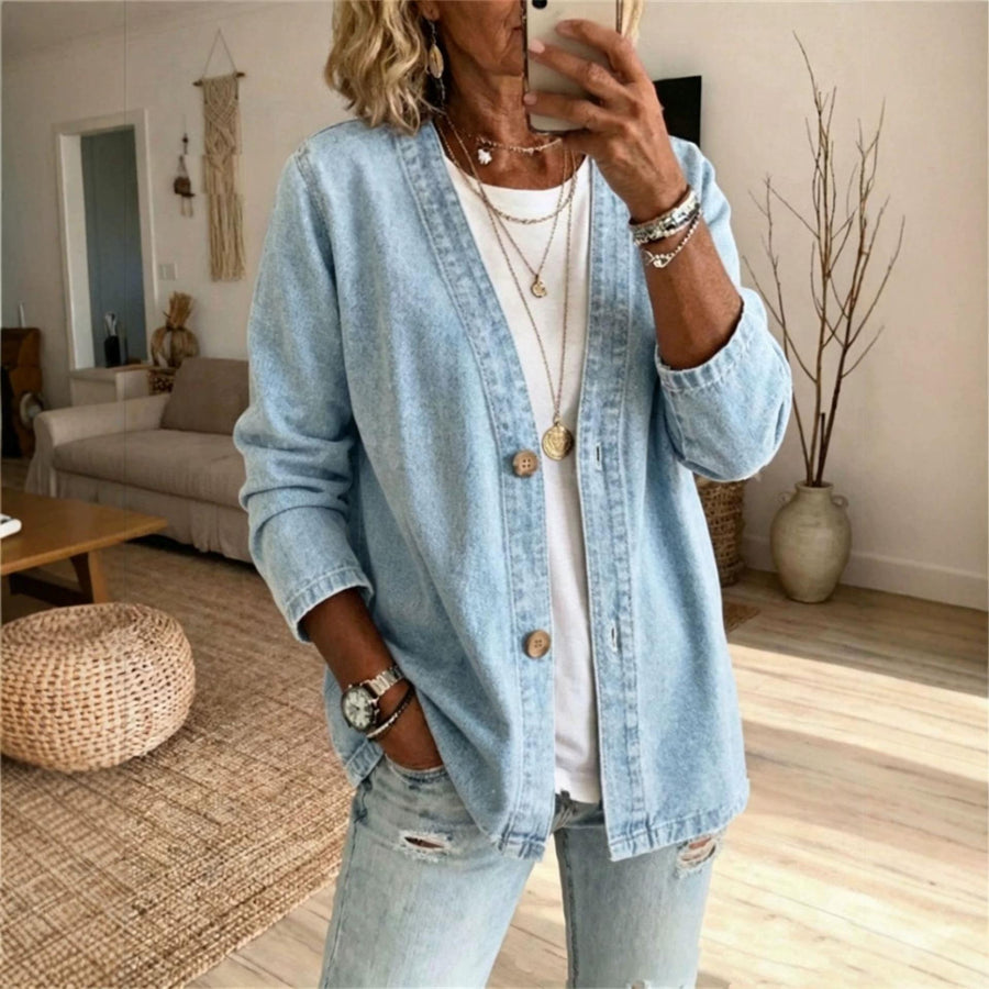 Womens Casual Denim Cardigan Jacket for Effortless Style