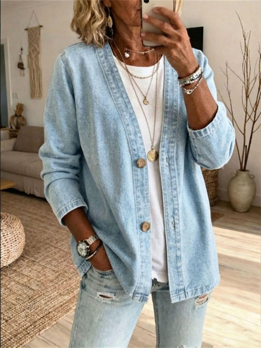 Womens Casual Denim Cardigan Jacket for Effortless Style