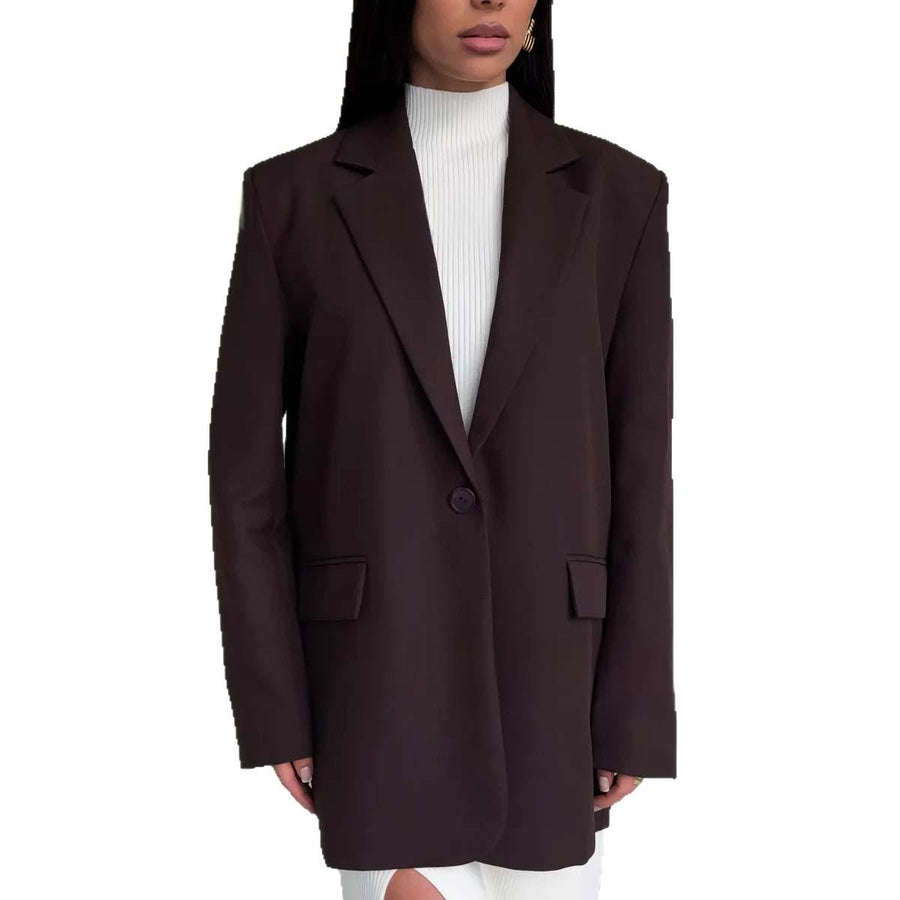 High-end Gray Elegant Blazer with Korean-style Design