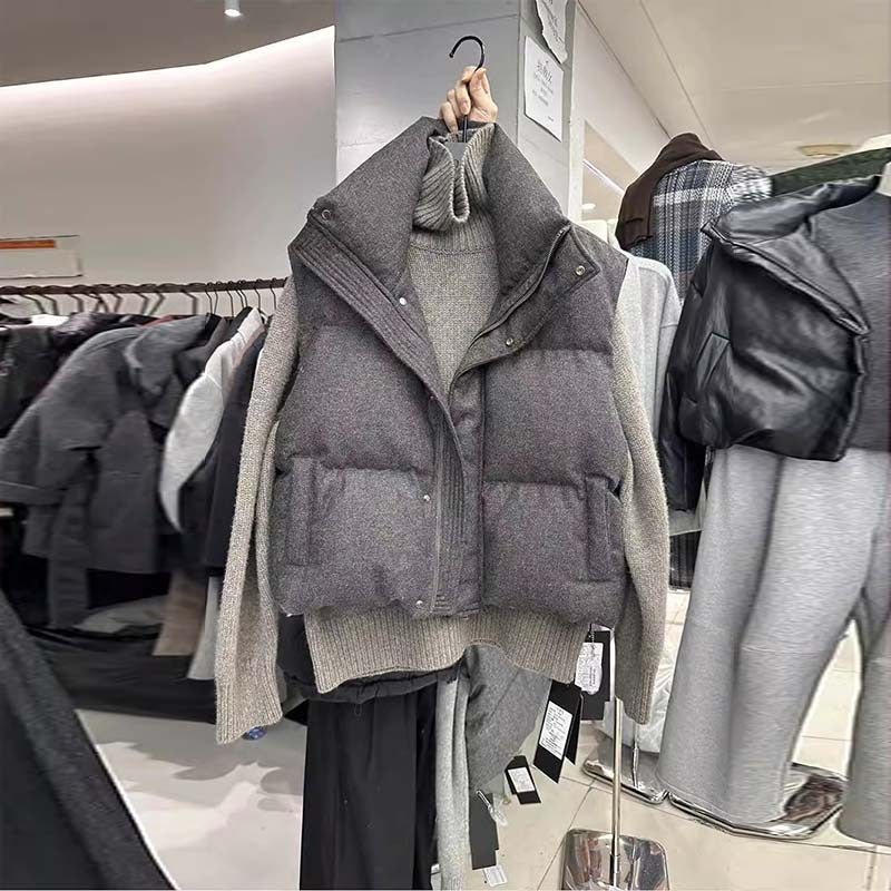 Stand-Collar Sleeveless Women's Outerwear Vest Casual Waistcoat