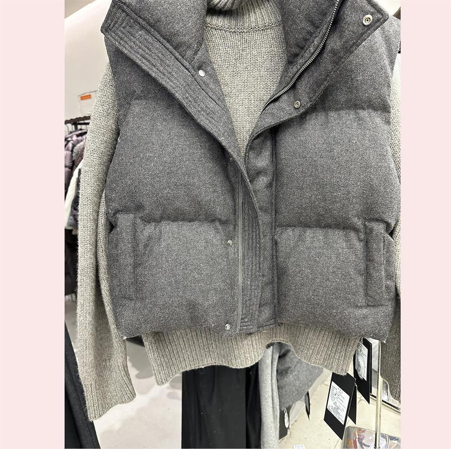 Stand-Collar Sleeveless Women's Outerwear Vest Casual Waistcoat