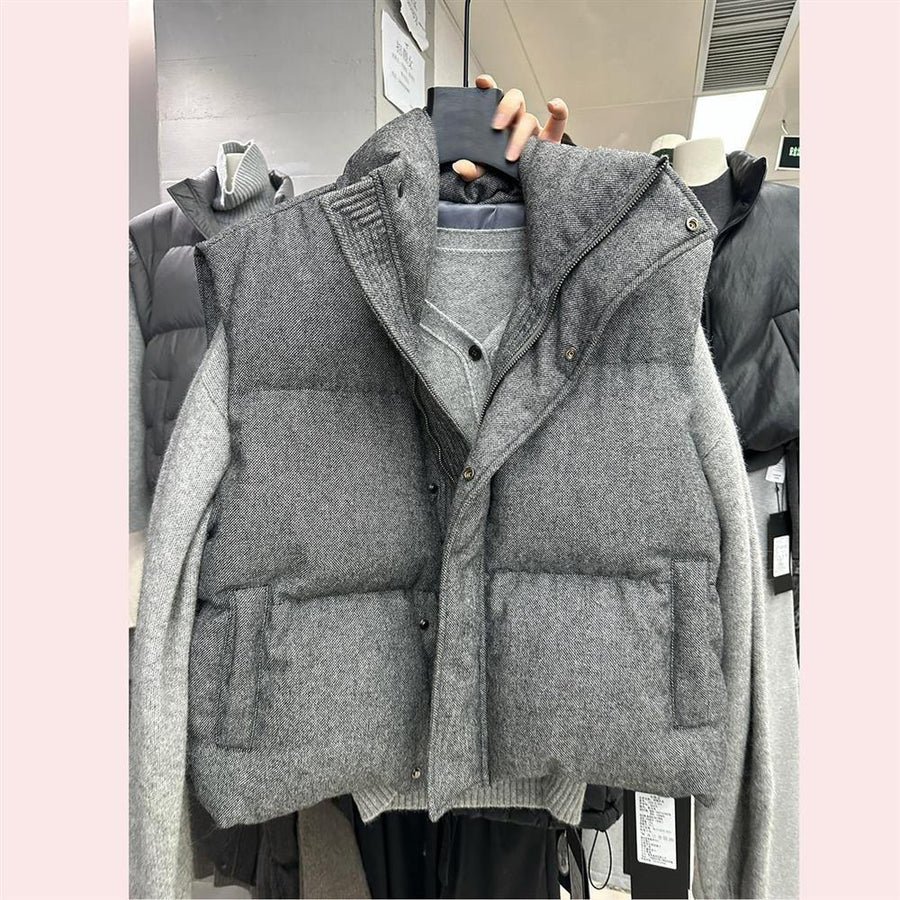 Stand-Collar Sleeveless Women's Outerwear Vest Casual Waistcoat