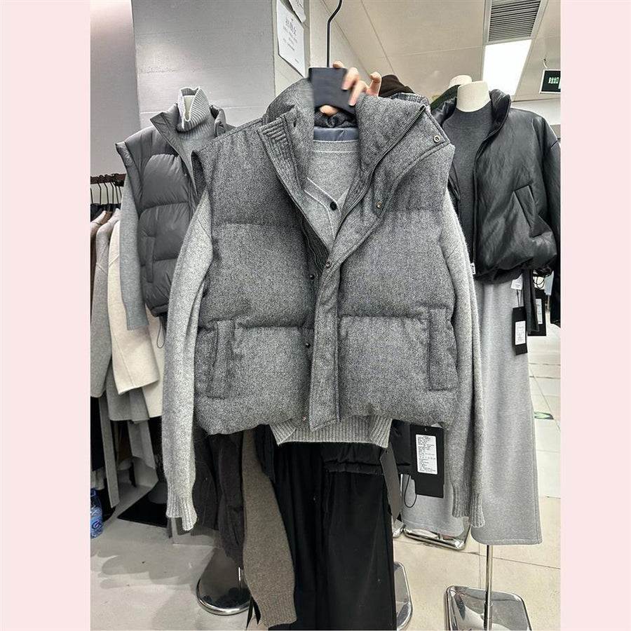 Stand-Collar Sleeveless Women's Outerwear Vest Casual Waistcoat